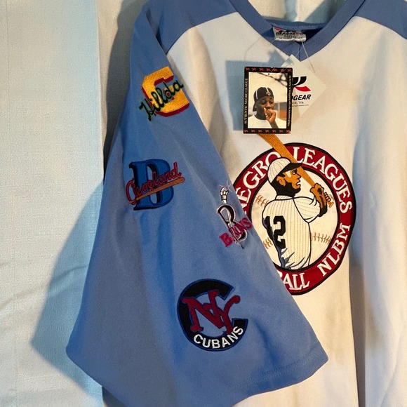 Negro Leagues Baseball Museum Headgear Jersey XXXXL White Blue Patches NWT - Picture 7 of 14